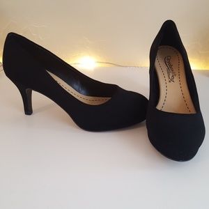 Small back high heels.